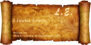Liszka Ervin névjegykártya